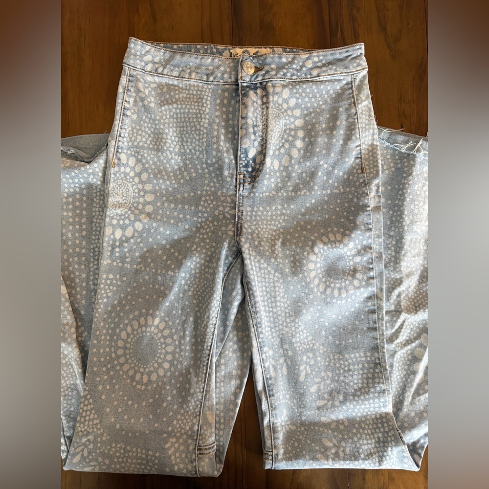 We The Free Sky Blue Patterned Boot Cut Jeans